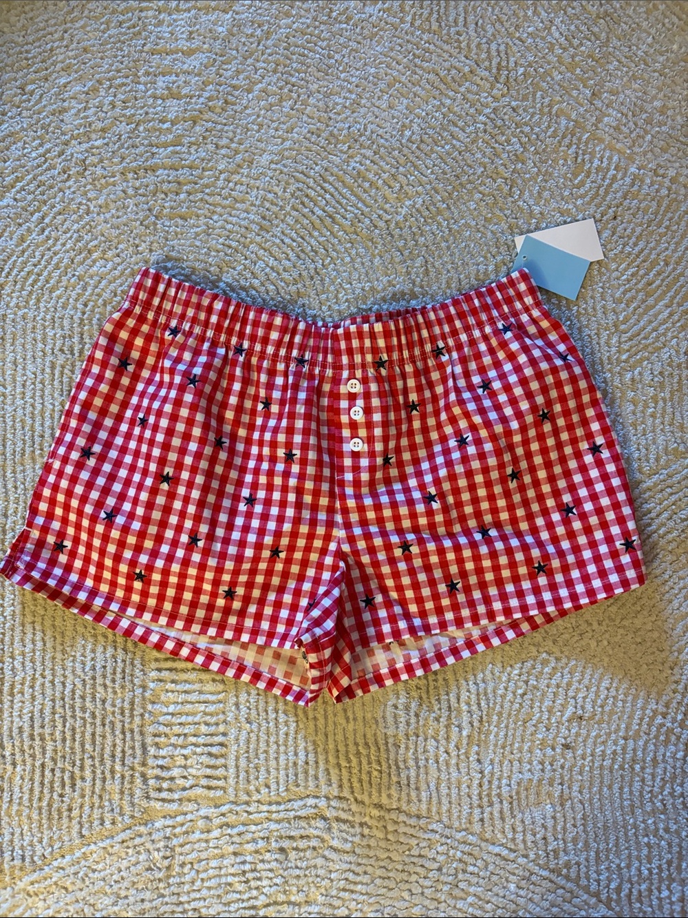 NWT Zoe + Liv Red Gingham Shorts with Black Star Embroidery